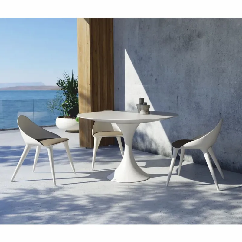 Casa Padrino mesa de comedor de jardín de lujo blanco mate Ø 120 cm - Muebles de jardín de lujo Angebot