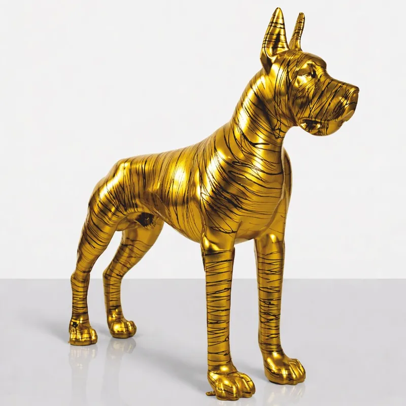 Casa Padrino escultura decorativa XXL gran danés oro / negro 130 cm - Figura de jardín Finale Aktion