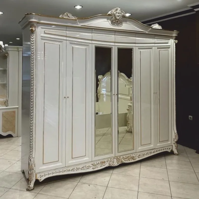 Wochenendangebot Casa Padrino Armario de Dormitorio Barroco de Lujo Blanco / Oro 290 cm - Muebles de Dormitorio