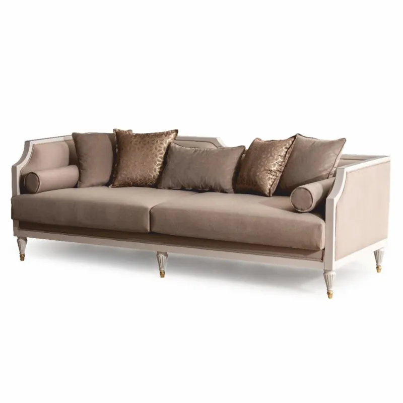 Casa Padrino Sofá Barroco de Lujo Marrón / Crema / Oro 235 cm - Muebles de Estilo Barroco Billig