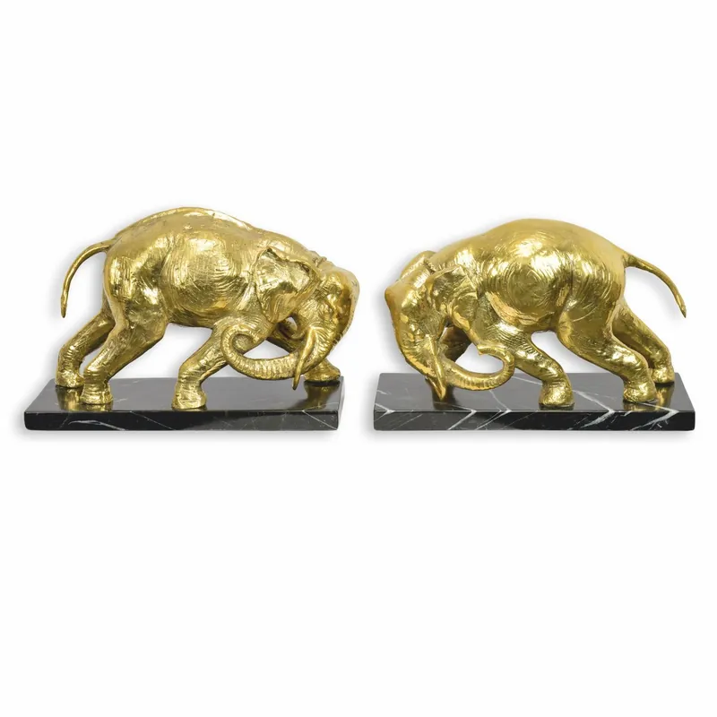 Casa Padrino Conjunto de Sujetalibros de Lujo Elefante Oro / Negro - Decoración de Escritorio Neue Kollektion