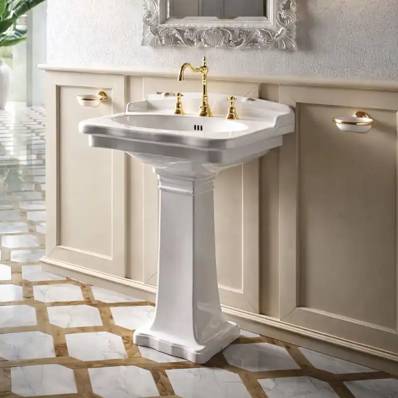 Saisonangebot Casa Padrino lavabo Art Nouveau de lujo blanco - Muebles de baño - Hecho en Italia