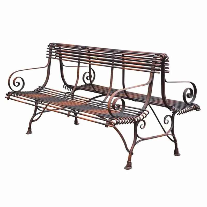 Casa Padrino banco de jardín Art Nouveau de hierro forjado marrón 150 cm - Banco de doble cara Direkt Vom Hersteller