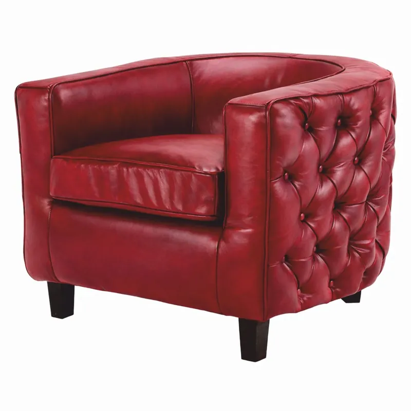 Casa Padrino sillón Chesterfield de lujo de cuero genuino rojo / negro - Muebles de cuero Schnäppchen