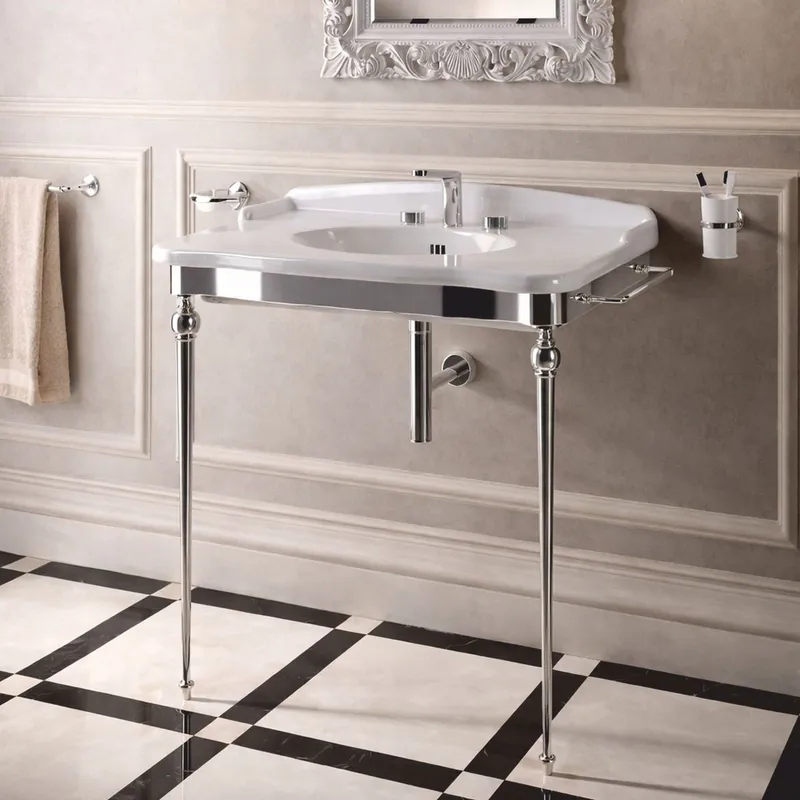 Direkt Vom Hersteller Casa Padrino lavabo Art Nouveau de lujo blanco / plata - Muebles de baño - Hecho en Italia