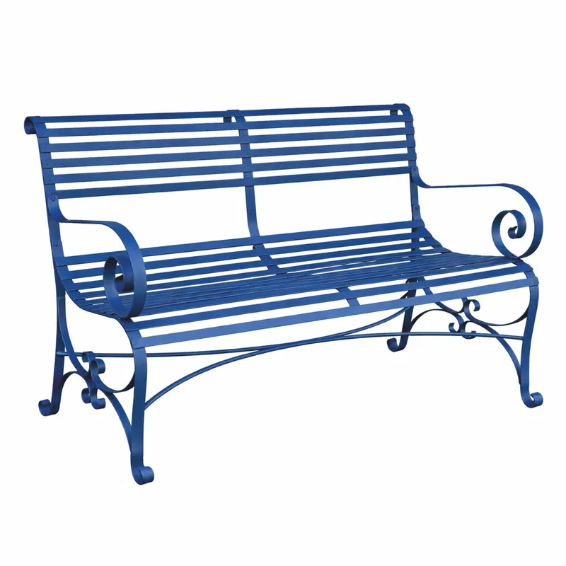 Casa Padrino banco de jardín Art Nouveau de hierro forjado azul 120 cm - Muebles de jardín Markenware