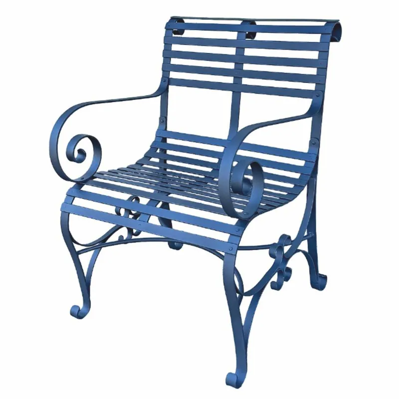 Sofort Bestellen Casa Padrino silla de jardín Art Nouveau de hierro forjado con reposabrazos azul - Muebles de jardín