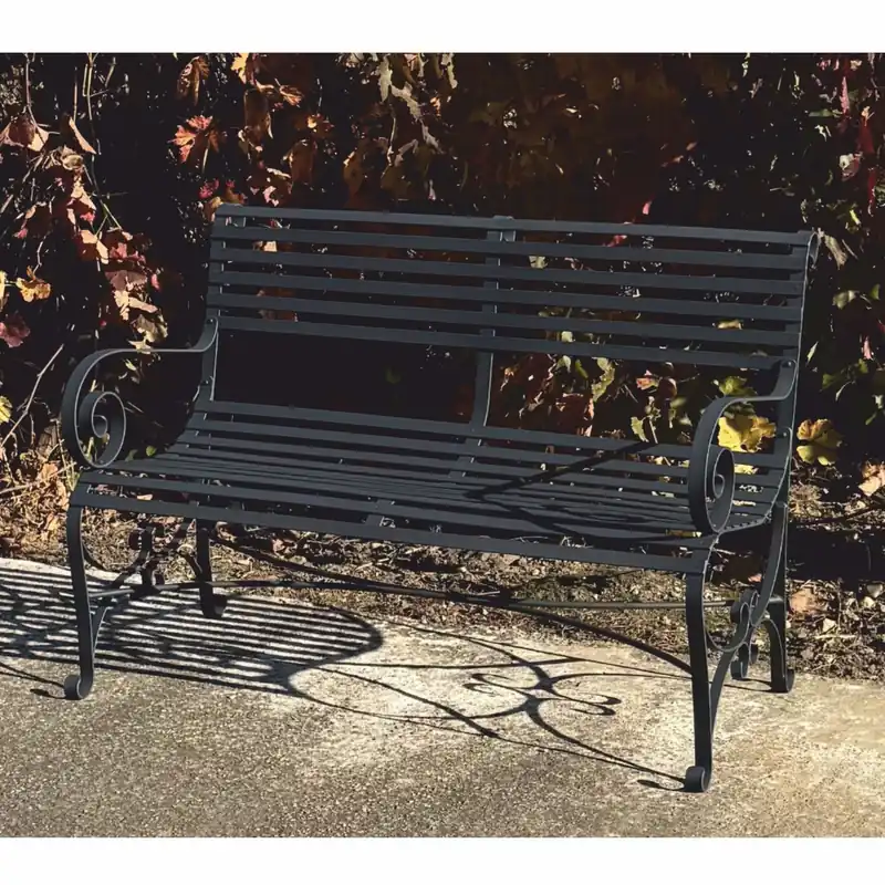 Casa Padrino banco de jardín Art Nouveau de hierro forjado gris oscuro 120 cm - Muebles de jardín Markenprodukt