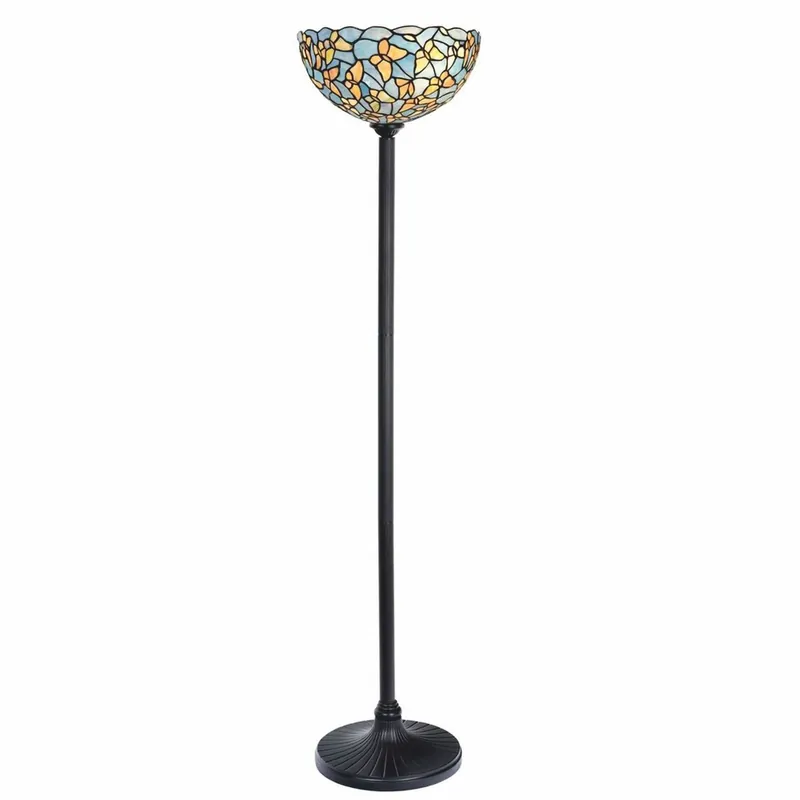 Casa Padrino Lámpara de Pie Art Deco Tiffany Azul / Amarillo / Negro Al. 147 cm - Tiffany Lamps Aktuell
