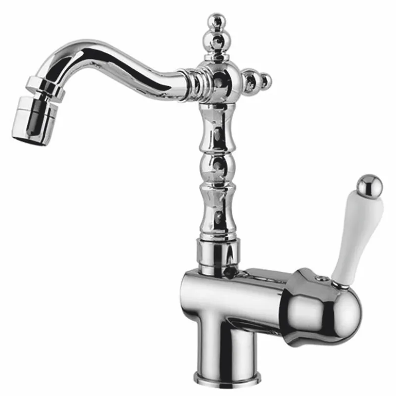 Versand Am Gleichen Tag Casa Padrino Grifo de Lavabo Art Nouveau de Lujo Plata / Blanco Al. 24 cm - Hecho en Italia