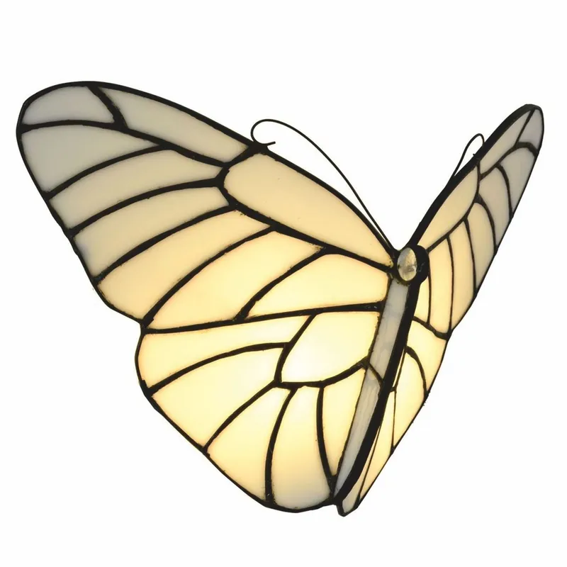 Casa Padrino Aplique LED Tiffany Art Déco Mariposa Blanco / Negro - Iluminación Tiffany Jetzt Bestellen