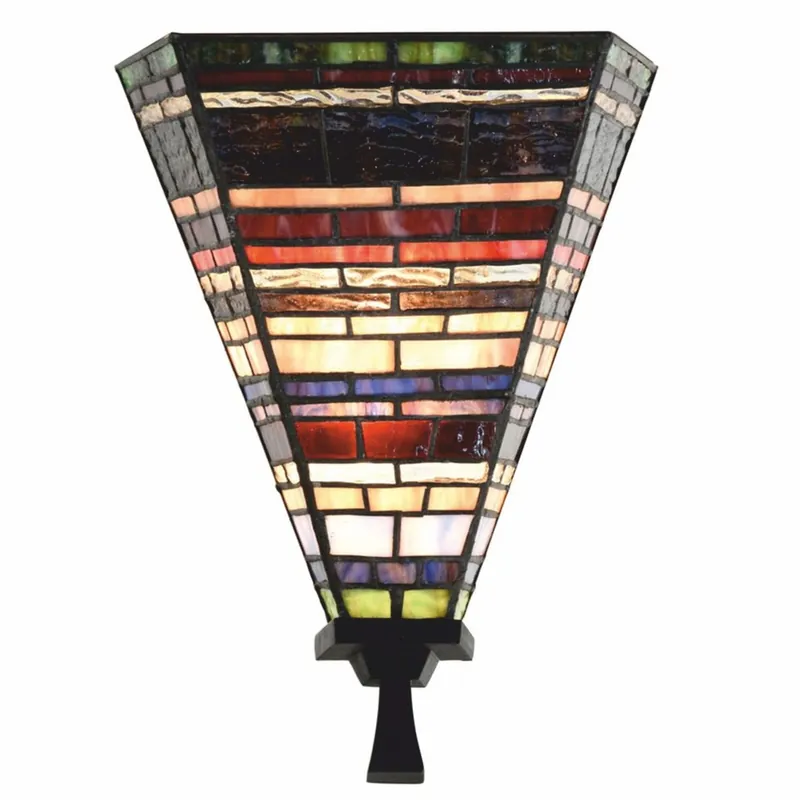 Geprüft Casa Padrino Lámpara de Pared Art Déco Tiffany Multicolor / Negro Al. 30 cm - Iluminación Tiffany