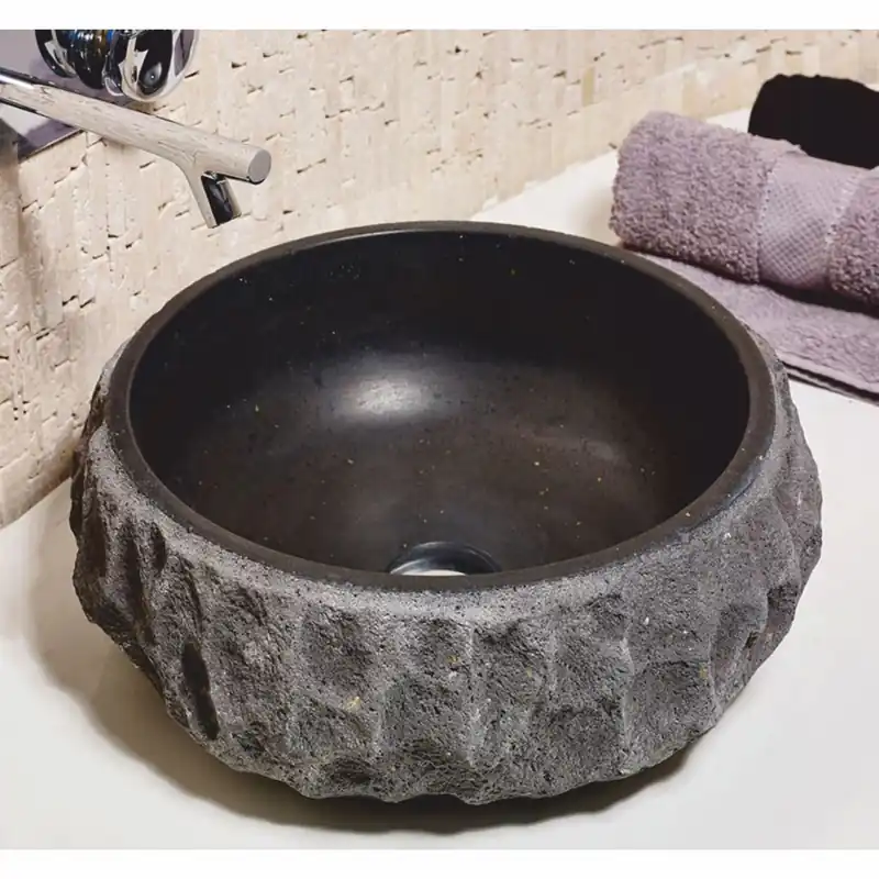 Casa Padrino Lavabo de Lujo de Piedra Natural Gris Ø 42 cm - Accesorios de Baño Rabatt