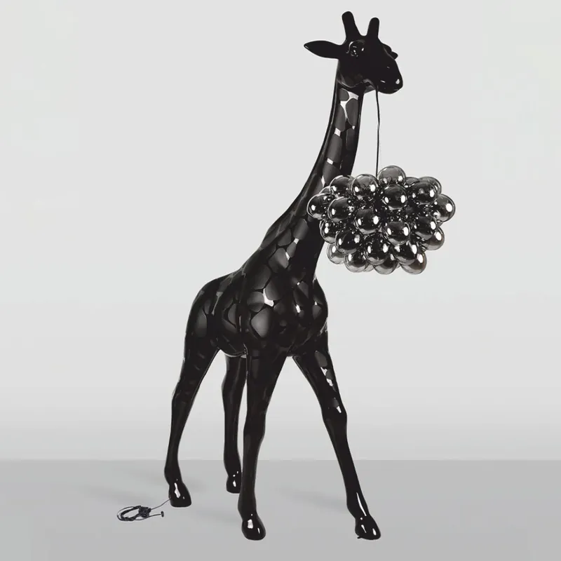 Must-Have Casa Padrino lámpara de pie de lujo jirafa negro Al. 230 cm - Lámparas de pie animales