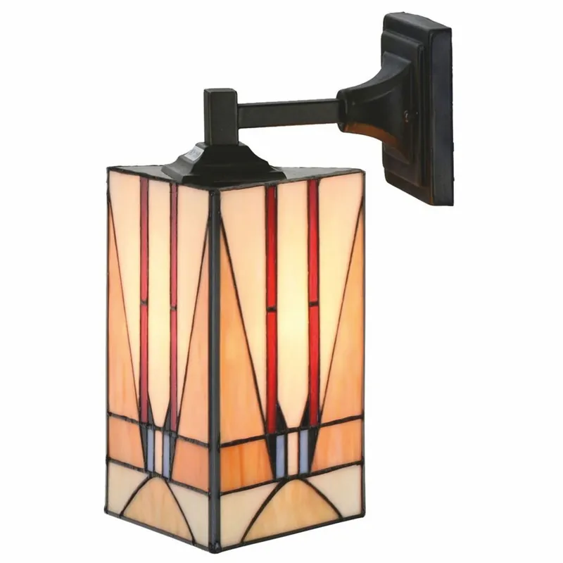 Casa Padrino Lámpara de Pared Art Déco Tiffany Multicolor / Negro Al. 37 cm - Iluminación Tiffany Preisknaller