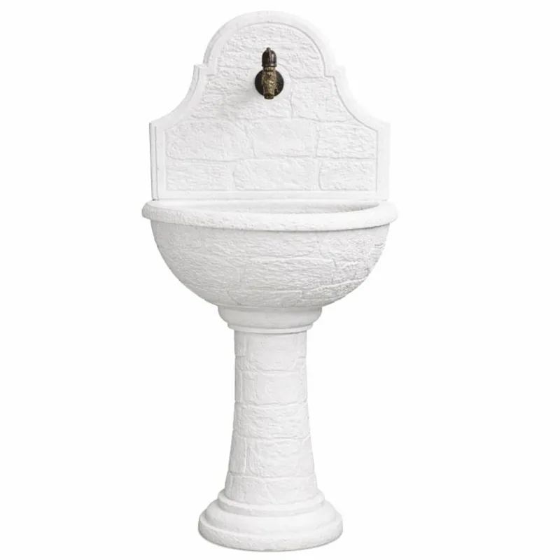 Jetzt Kaufen Casa Padrino Fuente de Pared Art Nouveau Blanco / Latón Antiguo Al. 122 cm - Accesorios de Jardín