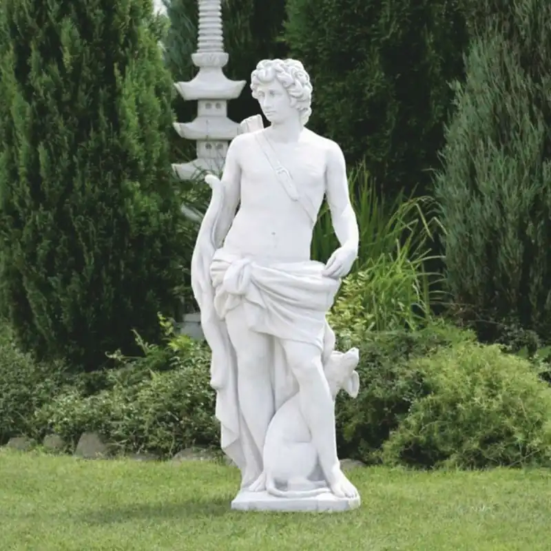 Jetzt Kaufen Casa Padrino escultura de decoración de jardín Art Nouveau hombre con arco y perro blanco A. 142 cm