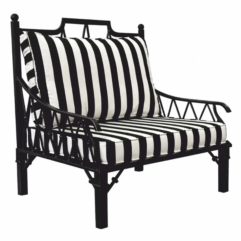 Geprüft Casa Padrino Sillón Art Nouveau de Lujo Negro / Blanco - Sillón para Hotel y Jardín
