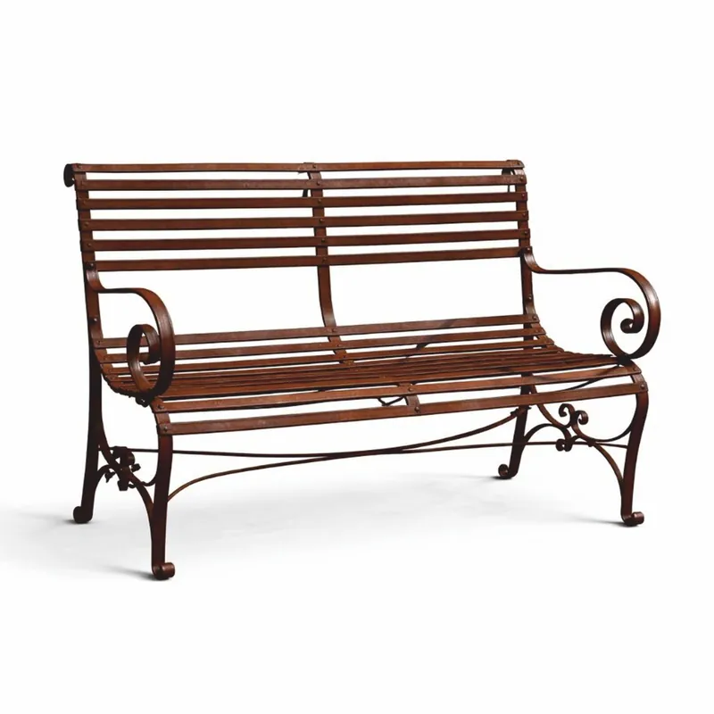 Casa Padrino banco de jardín Art Nouveau de hierro forjado óxido 120 cm - Muebles de jardín Bestseller