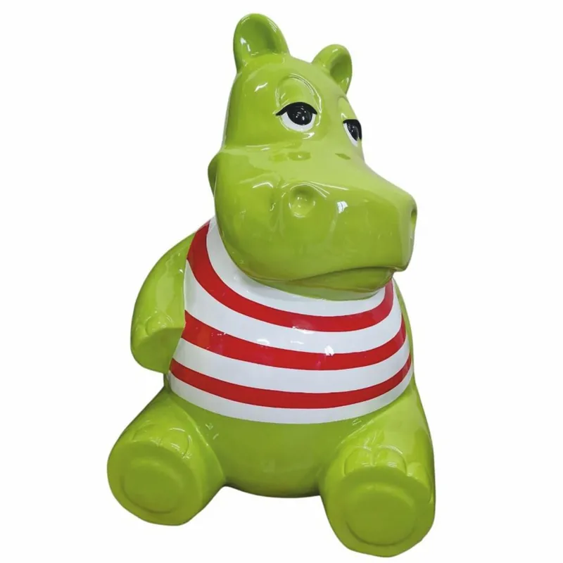 Casa Padrino Escultura Decorativa de Hipopótamo Verde / Blanco / Rojo Al. 100 cm - Figura Decorativa Markenprodukt