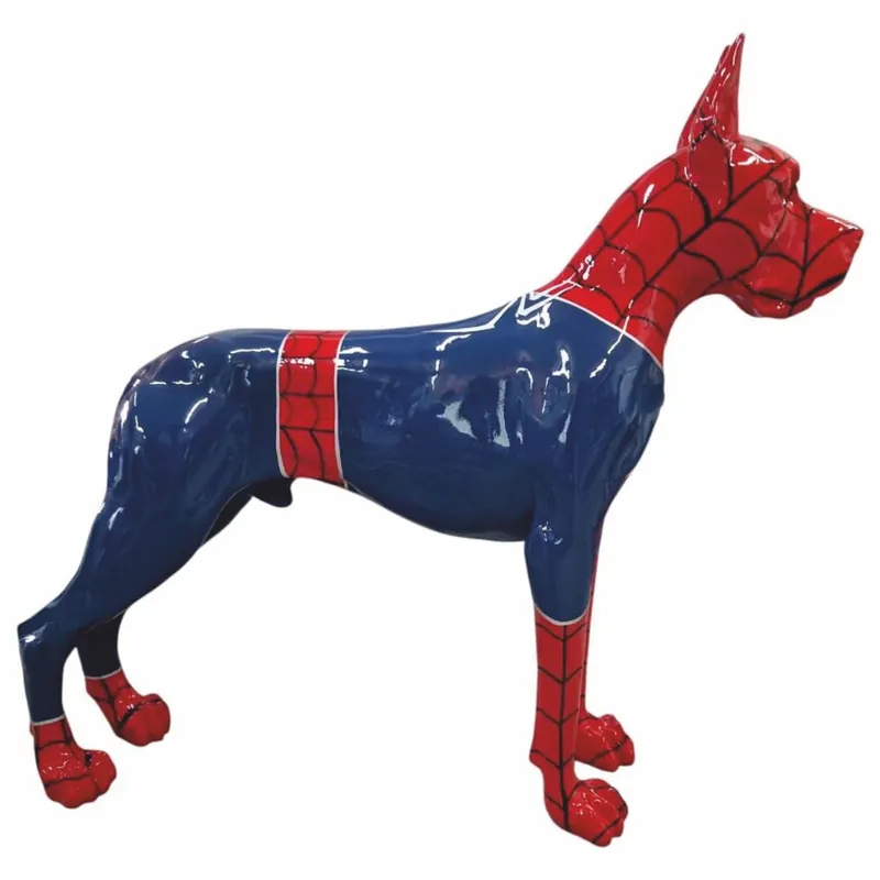 Casa Padrino Escultura Decorativa Gran Danés Azul / Rojo / Negro 125 x Al. 110 cm Ausverkauf