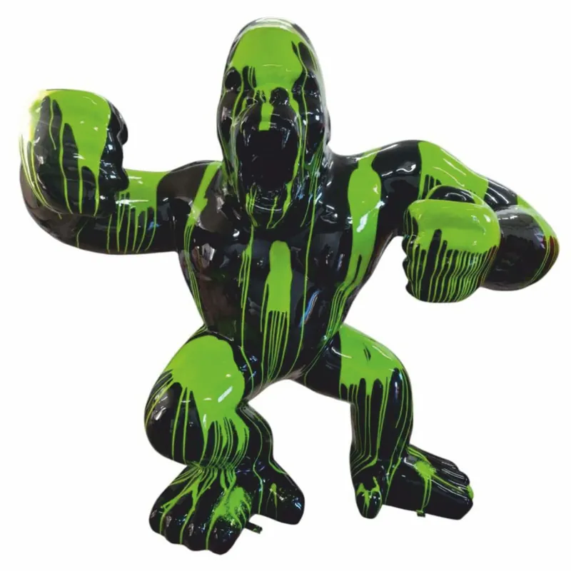 Casa Padrino escultura decorativa XXL mono gorila negro / verde Al. 200 cm - Figura de jardín Preis Gesenkt