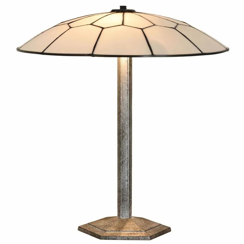 Knallerangebot Casa Padrino Lámpara de Mesa Art Déco Tiffany Blanco / Negro / Plata Al. 48 cm - Iluminación Tiffany