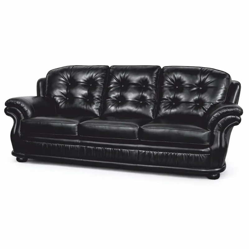 Neuheit Casa Padrino Sofá de 3 Plazas de Cuero Chesterfield de Lujo Negro 193 cm - Muebles de Cuero