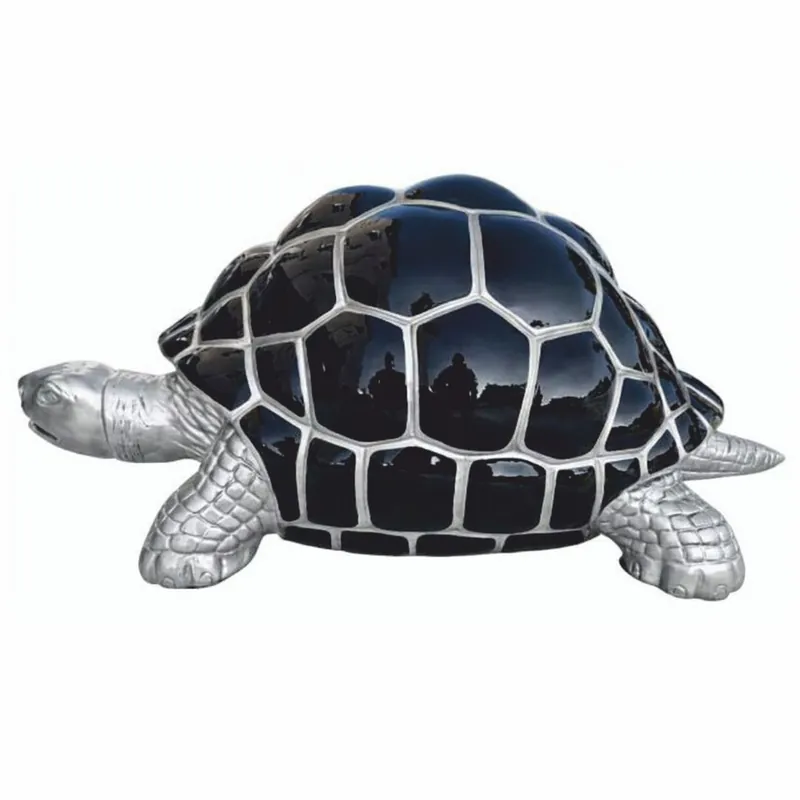 Casa Padrino Escultura Decorativa de Tortuga Plata / Negro 110 cm - Decoración de Jardín Direkt Vom Hersteller