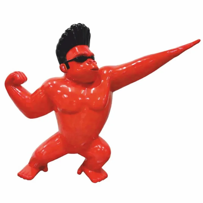 Letzte Chance Casa Padrino escultura decorativa mono gorila rojo / negro 139 x Al. 120 cm - Figura de jardín