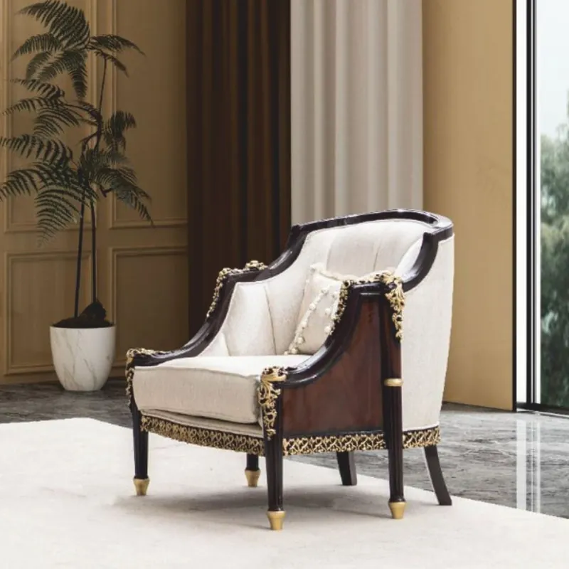 Casa Padrino Sillón Barroco de Lujo Natural / Marrón Oscuro / Oro - Muebles Barrocos Markenware