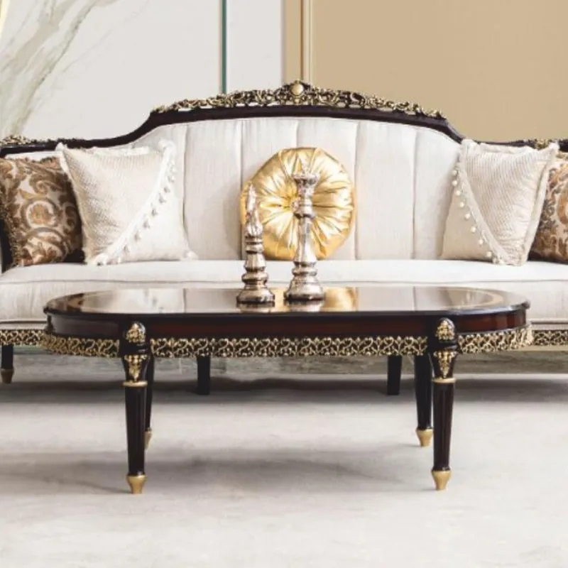 Preiswert Casa Padrino Mesa de Centro Barroco de Lujo Marrón Oscuro / Oro 138 cm - Muebles Barrocos