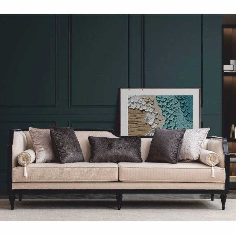 Top-Preis Casa Padrino Sofá Barroco de Lujo Beige / Negro 235 cm - Muebles Barrocos de Salón