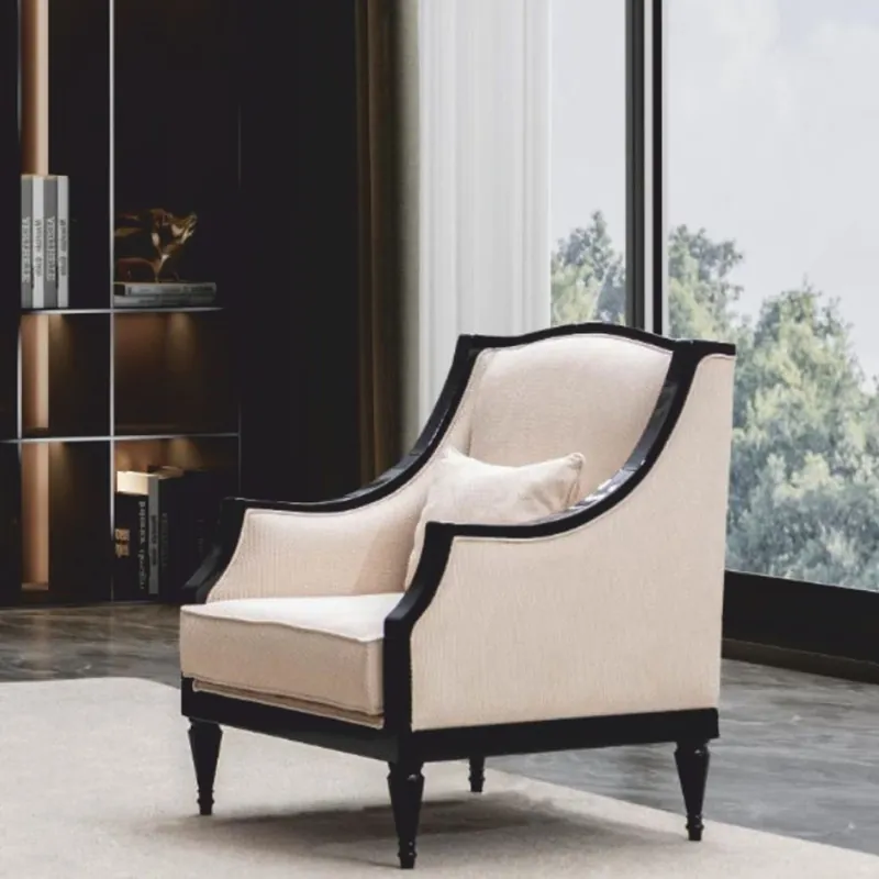 Casa Padrino Sillón Barroco de Lujo Beige / Negro - Muebles de Estilo Barroco Must-Have