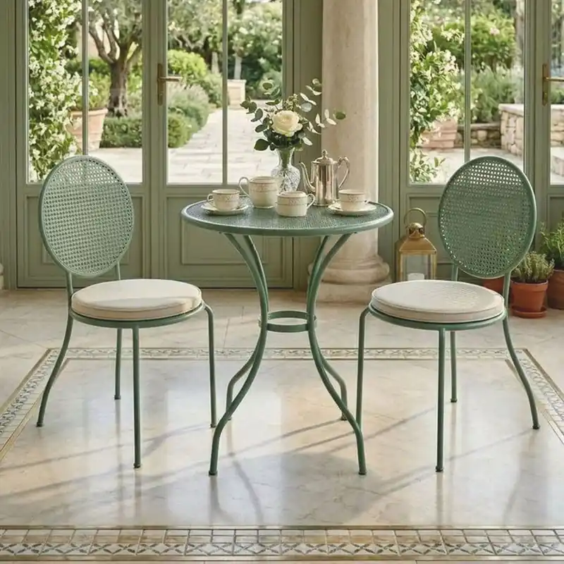 Schneller Versand Casa Padrino conjunto de jardín Art Nouveau de lujo de hierro forjado verde / crema - Muebles de hoteles
