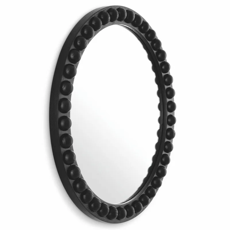 Preiswert Casa Padrino Espejo de Lujo Negro Ø 80 cm - Espejo de Pared Redondo de Lujo