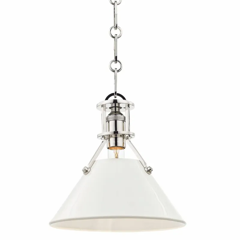 Abverkauf Casa Padrino lámpara colgante de metal estilo industrial plata / blanco Ø 24 x Al. 23,5 cm