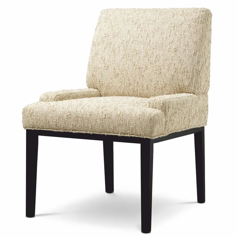 Casa Padrino silla de comedor de lujo con reposabrazos natural / negro Al. 91 cm Neue Ware