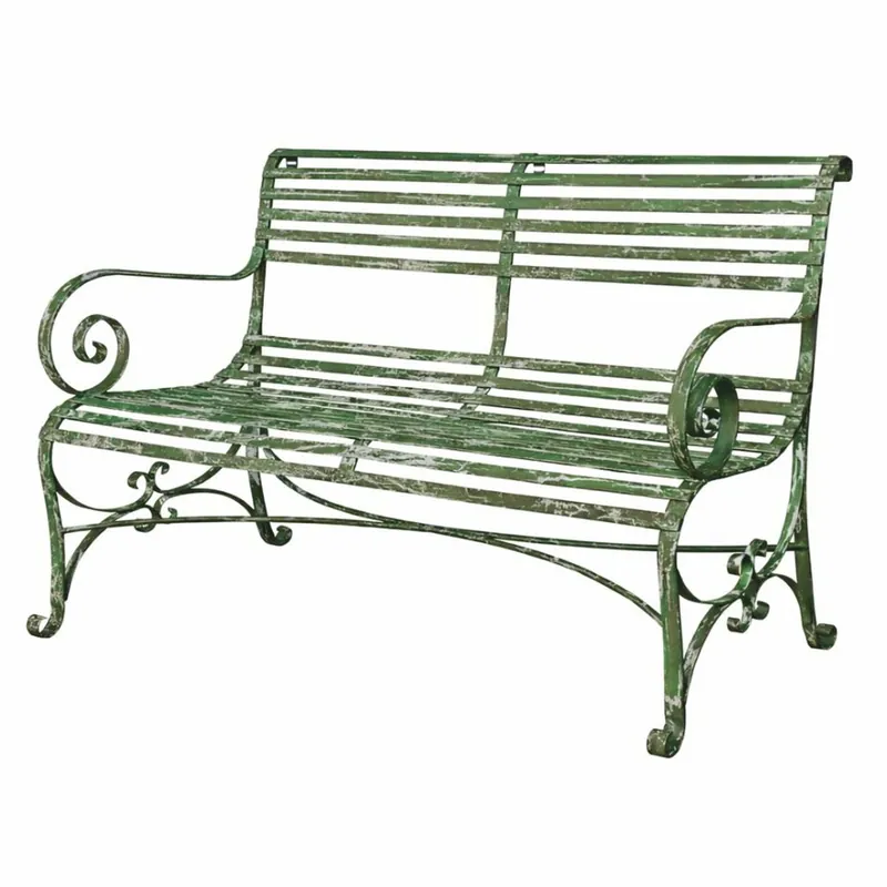 Ausverkauf Casa Padrino banco de jardín Art Nouveau de hierro forjado verde antiguo 120 cm - Muebles de jardín
