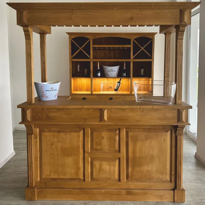 Casa Padrino barra de bar de estilo campestre marrón 180 x 210 cm - Mobiliario de bar Must-Have