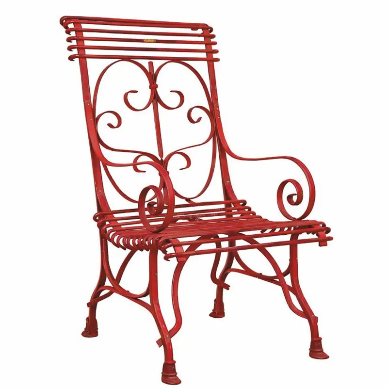 Angebot Casa Padrino silla de jardín Art Nouveau de hierro forjado rojo Al. 114 cm - Muebles de jardín nostálgicos