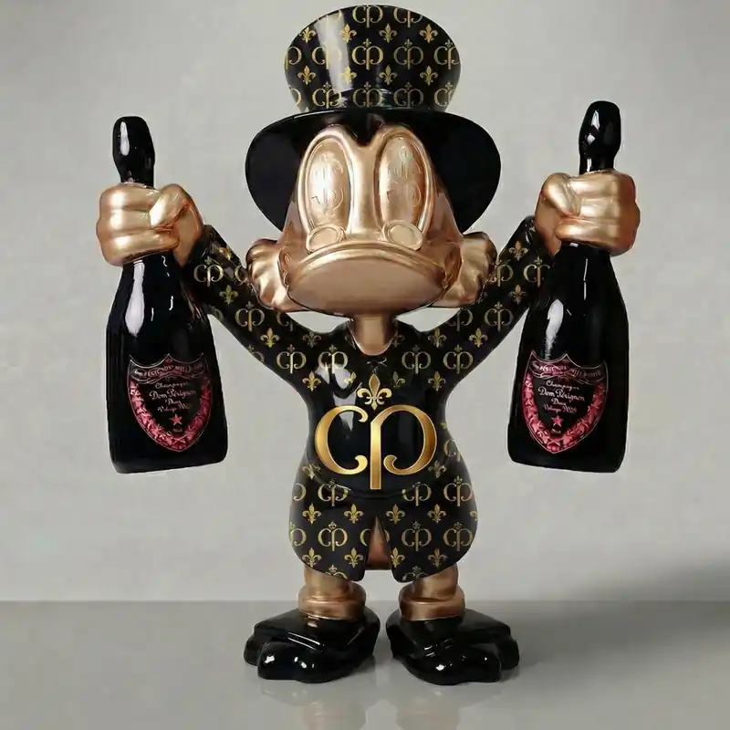 Direkt Vom Hersteller Casa Padrino escultura decorativa XXL pato negro / oro A. 170 cm - Figura decorativa