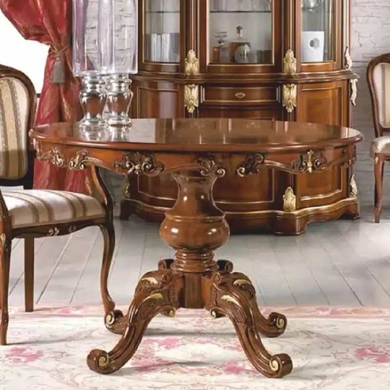 Sichere Zahlung Casa Padrino mesa de comedor barroco de lujo marrón / oro 100-140 cm - Hecho en Italia