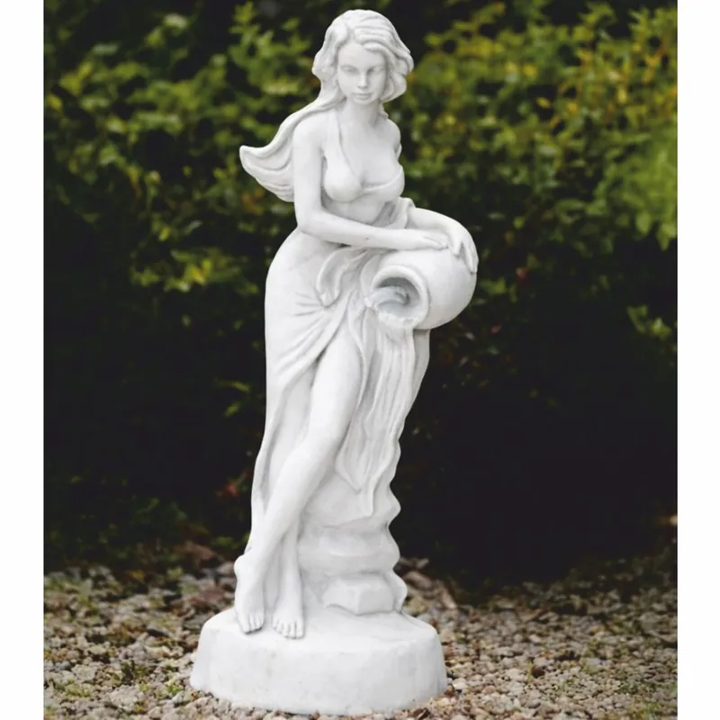 Neue Kollektion Casa Padrino escultura de gárgola Art Nouveau mujer con jarra blanco Al. 69 cm - Decoración de jardín