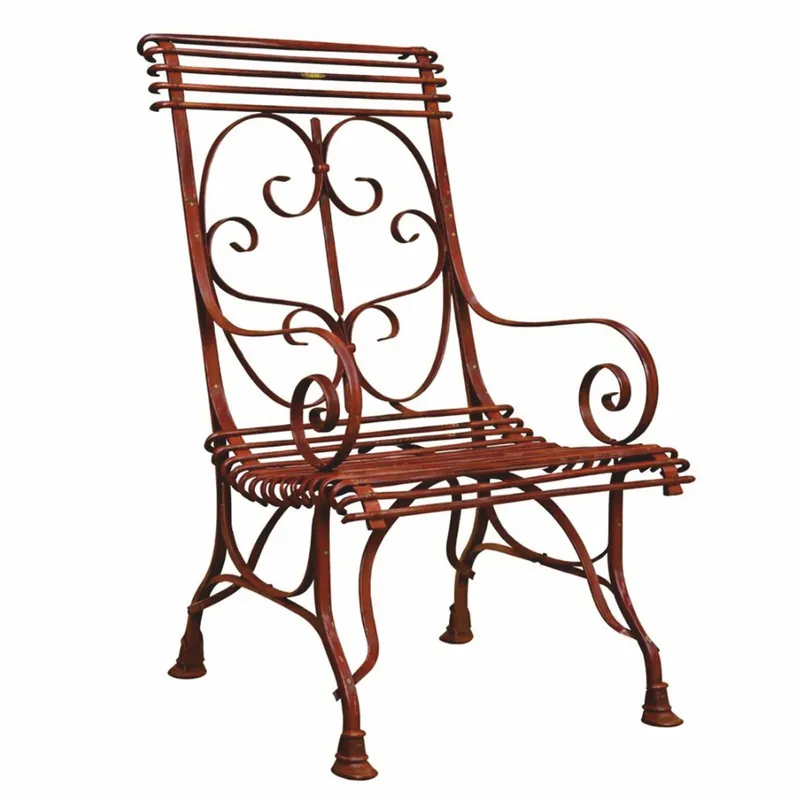 Preisreduziert Casa Padrino silla de jardín Art Nouveau de hierro forjado óxido Al. 114 cm - Muebles de jardín nostálgicos