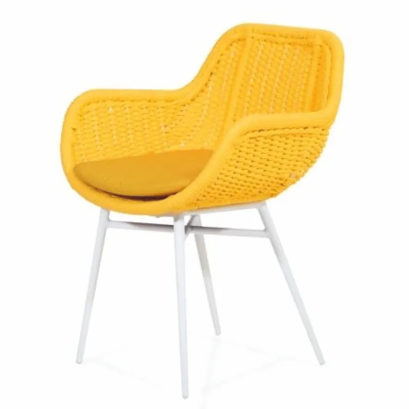 Rabatt Casa Padrino silla de jardín de lujo con reposabrazos amarillo / blanco - Muebles de jardín