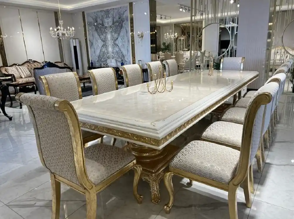 Casa Padrino conjunto de comedor barroco de lujo crema / blanco / oro - 1 Mesa de Comedor y 10 Sillas Jetzt Bestellen
