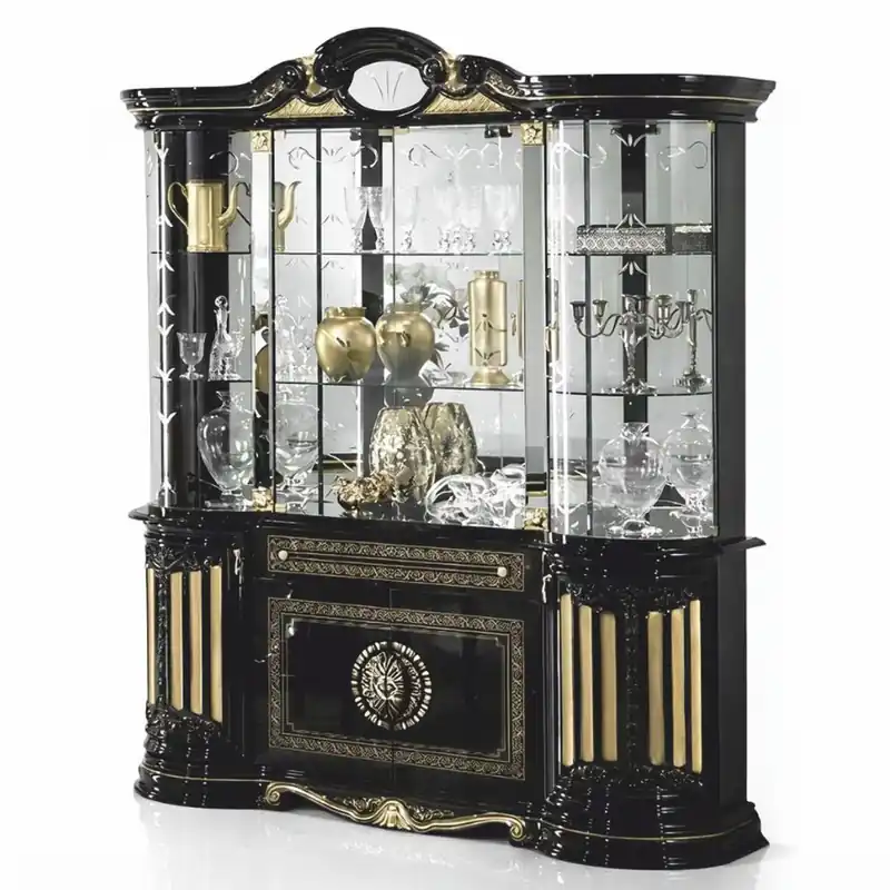 Casa Padrino Vitrina Barroco de Lujo Negro / Oro 173 x Al. 213 cm - Hecho en Italia Beliebt