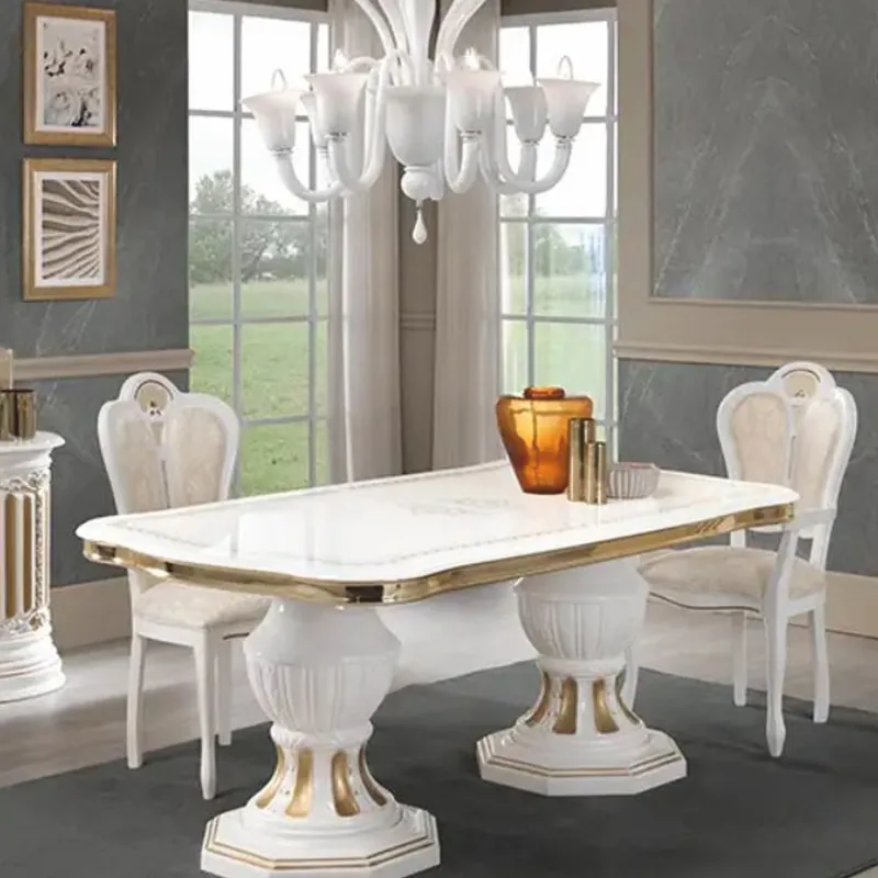Casa Padrino mesa de comedor barroco de lujo blanco / oro 185-230 cm - Hecho en Italia Nur Heute