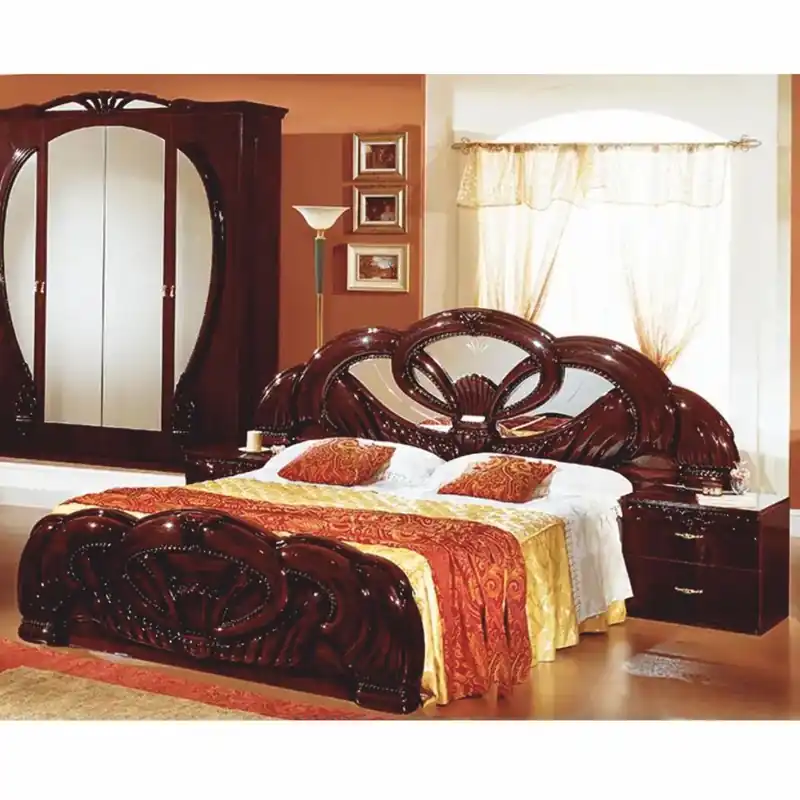 Preisknaller Casa Padrino cama doble barroco de lujo marrón oscuro 160 x 200 cm - Muebles barrocos - Hecho en Italia